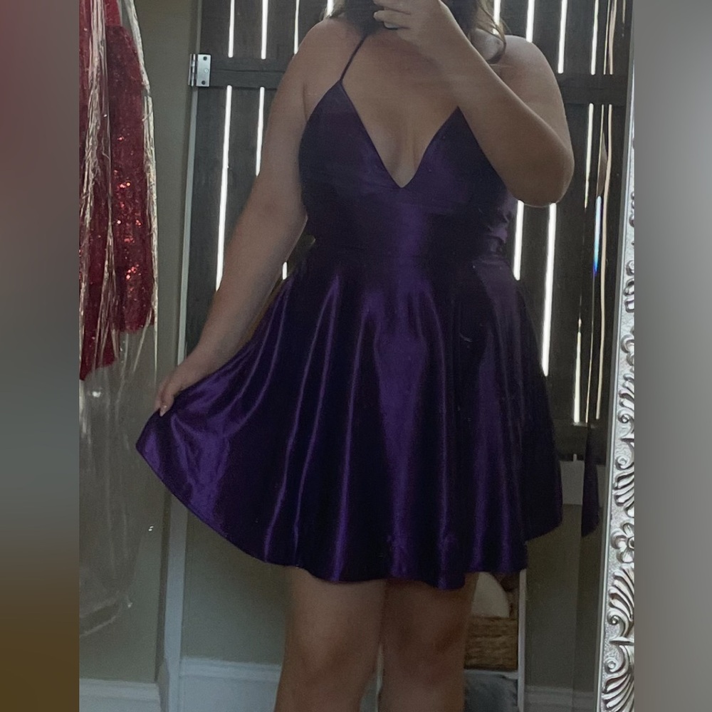 Purple Satin Homecoming Dress